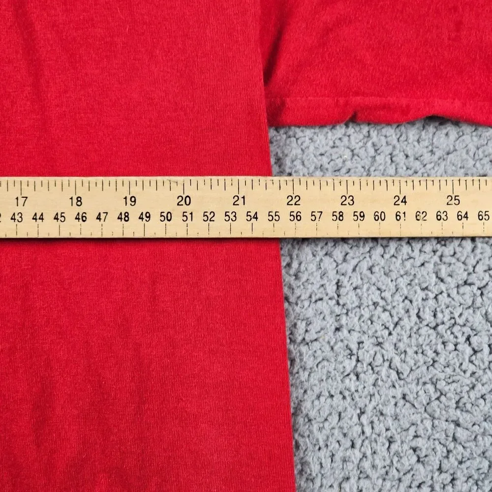 Vintage Adidas Shirt Mens Large Red USA Made Big Logo Graphic Faded 90s Y2K